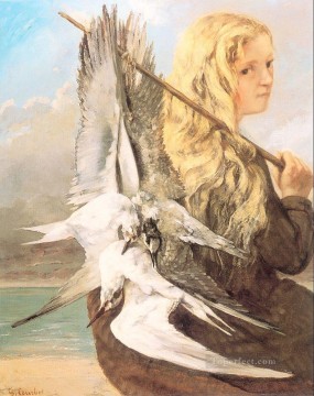 ギュスターヴ・クールベ Painting - カモメと少女 トルヴィル 写実主義 リアリズム画家 ギュスターヴ・クールベ